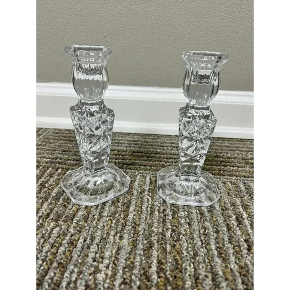 GORGEOUS Vintage Leaded Crystal Candlesticks 6" x 2.75" EXCELLENT CONDITION - Picture 12 of 12